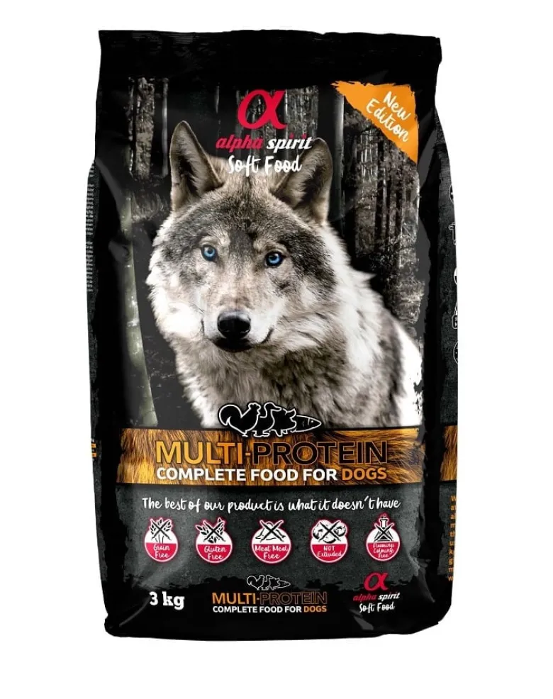 ALPHA SPIRIT Alimento completo secco-morbido per cani Multiprotein 3 kg