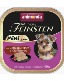 ANIMONDA Vom Feinsten Mini Junior con pollo, selvaggina e mirtilli 100g cibo umido per cuccioli di piccole razze