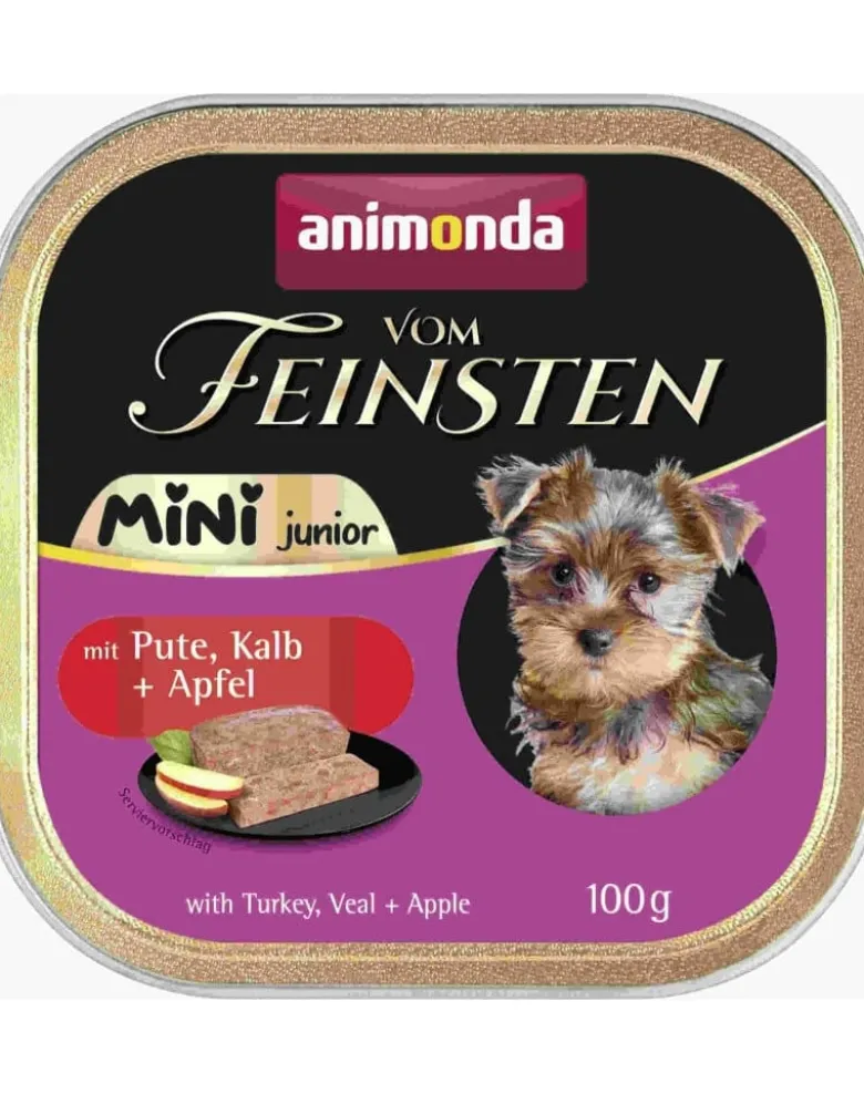 ANIMONDA Vom Feinsten Mini Junior con tacchino, vitello e mela 100g cibo umido per cani di piccola taglia