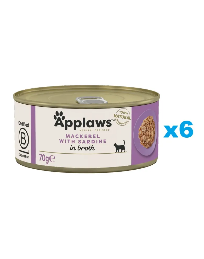 APPLAWS Cat Adult Mackerel with Sardine in Broth sgombri e sardine in brodo 6 x 70g