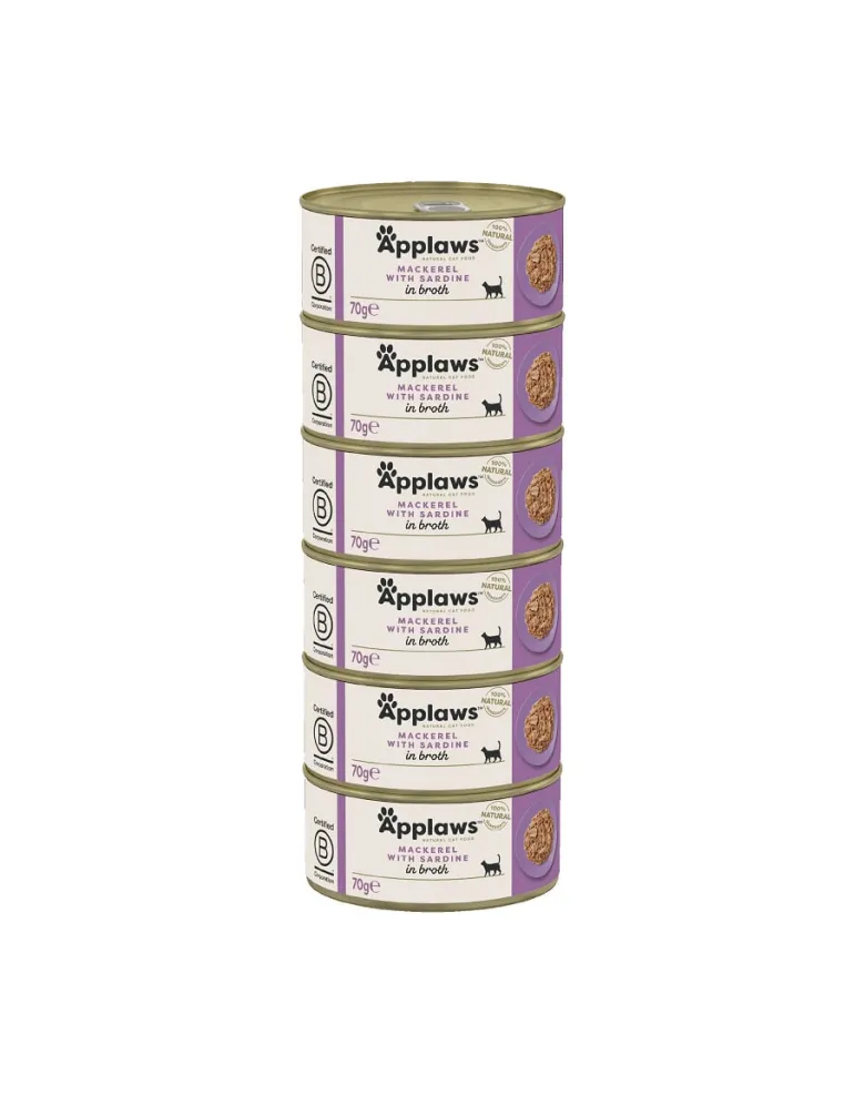 APPLAWS Cat Adult Mackerel with Sardine in Broth sgombri e sardine in brodo 6 x 70g