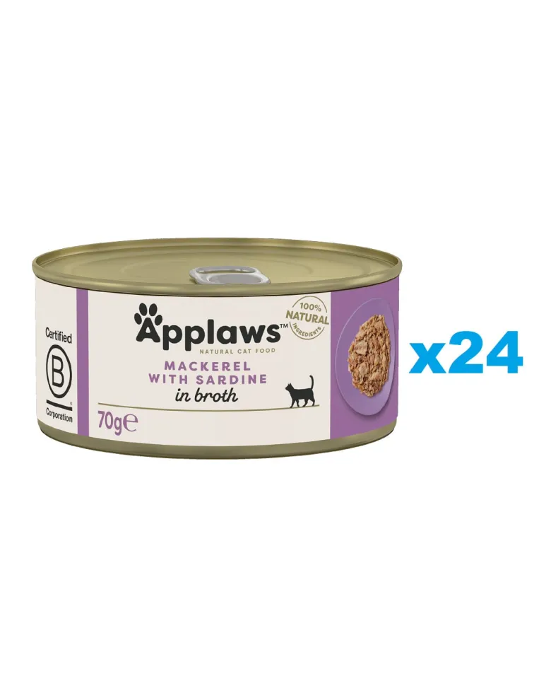 APPLAWS Cat Adult Mackerel with Sardine in Broth sgombri e sardine in brodo 24 x 70g