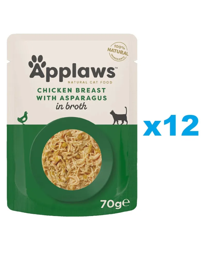 APPLAWS Cat Adult Pouch Chicken Breast with Asparagus in Broth pollo e asparagi in brodo 12 x 70g