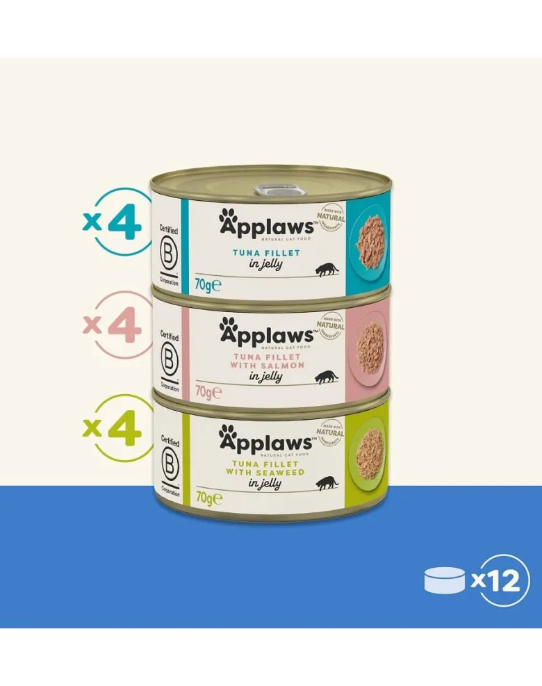 APPLAWS Cat Tin Fish Selection in Jelly Multipack 12x70g cibo umido con pesce in gelatina per gatti