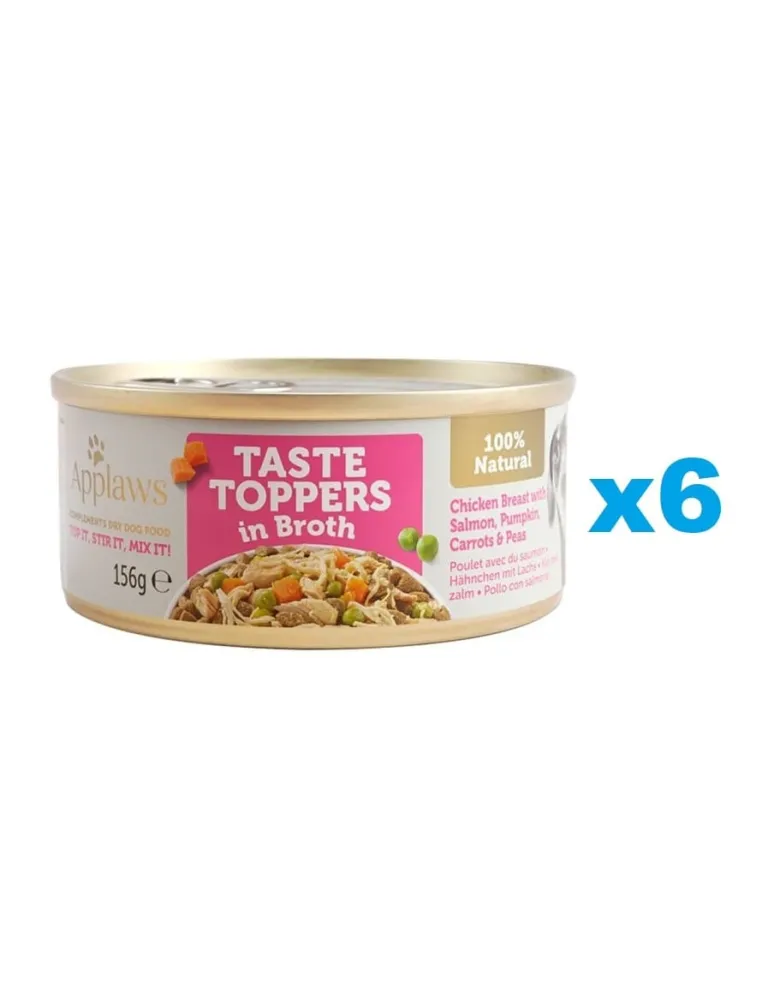 APPLAWS Taste Toppers Petto di pollo, salmone e zucca in brodo 6 x 156g
