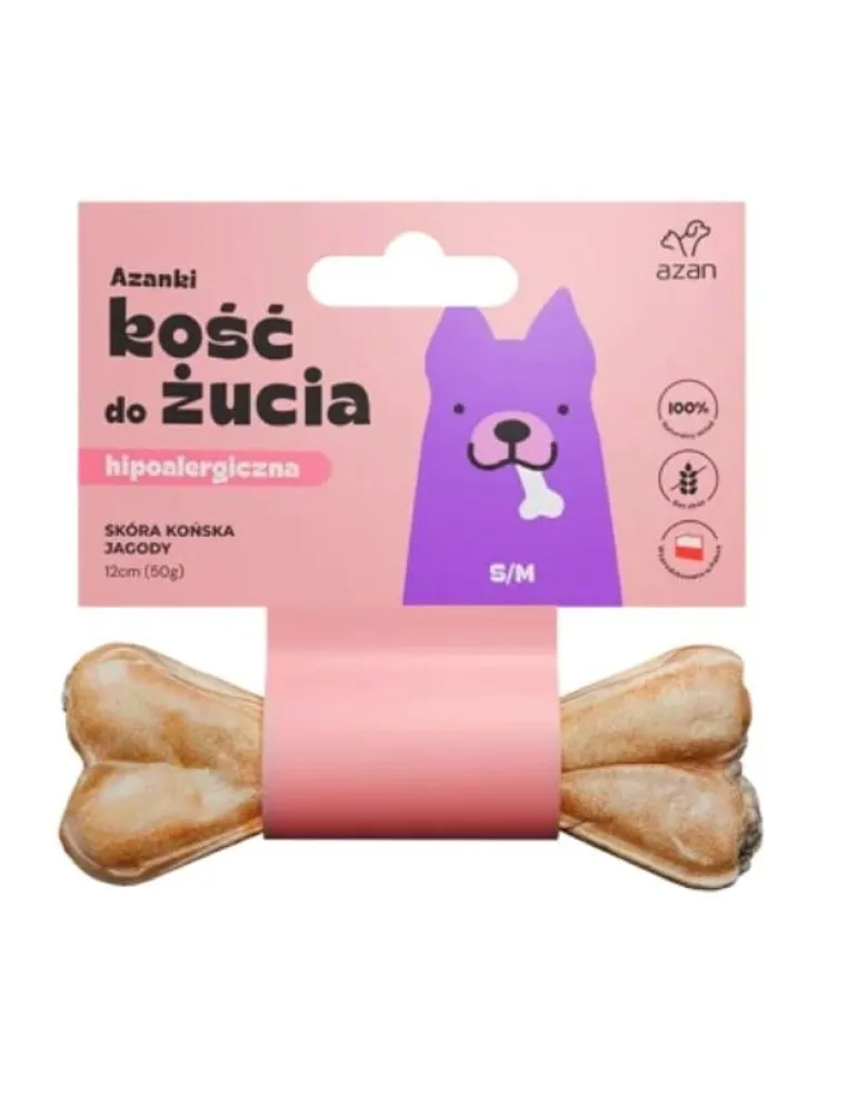 AZANKI Osso di pelle di cavallo per cani S/M 12cm