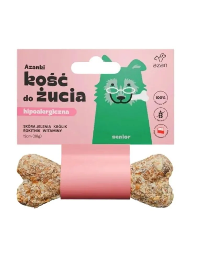 AZANKI Osso di pelle di cervo per cani anziani Senior 12cm