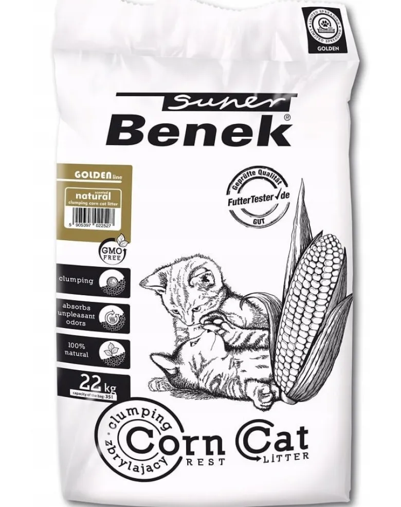 BENEK Super Corn Cat Golden lettiera di mais naturale 35 l