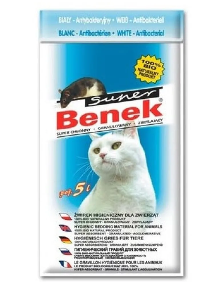 BENEK Super lettiera antibatterica per gatti 5 L bianco