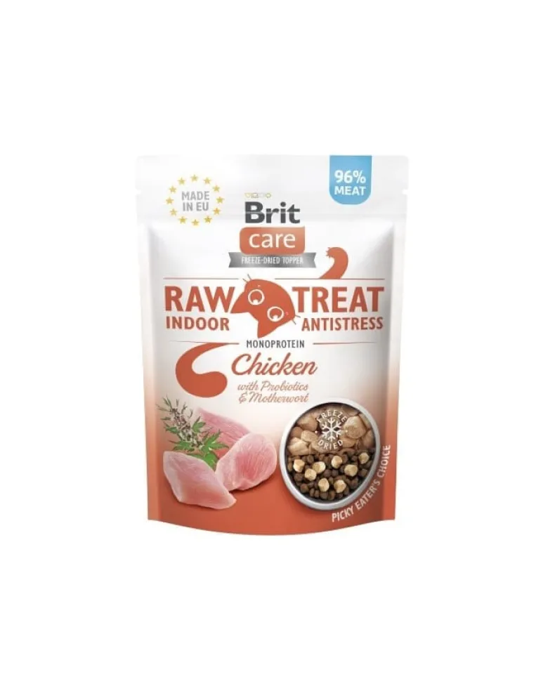 BRIT Care Raw Treat Freeze Dried Indoor Antistress 40 g Bocconcini di pollo liofilizzato con probiotici per gatti