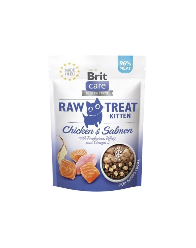 BRIT Care Raw Treat Freeze Dried Kitten 40 g Bocconcini liofilizzati al pollo e salmone con probiotici per gattini