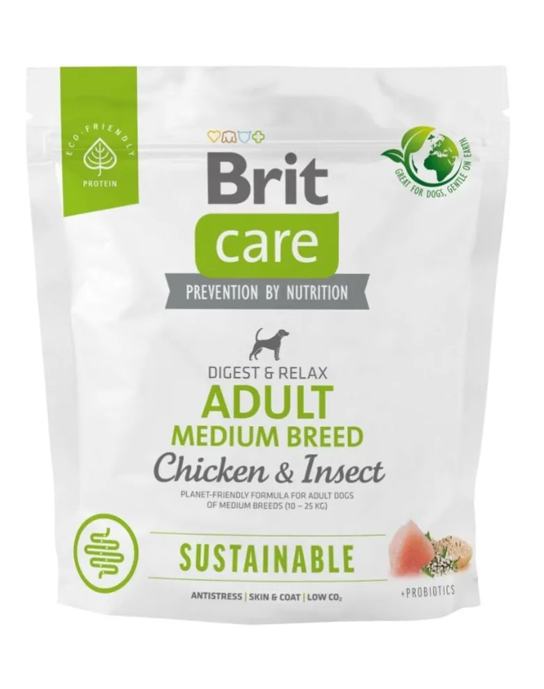 BRIT CARE Sustainable Adult Medium breed chicken insekt per cani adulti di razza media con pollo e insetti 1 kg