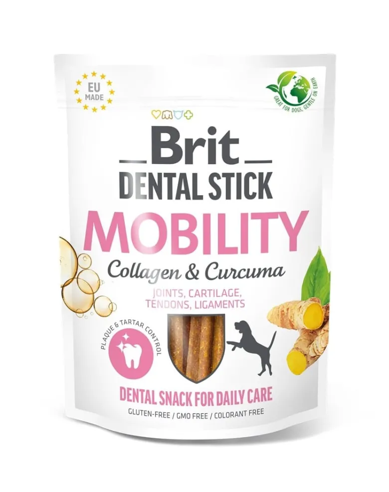 BRIT Dental Stick Mobility curcuma e collagene 251 g snack dentale per cani che supporta la mobilità