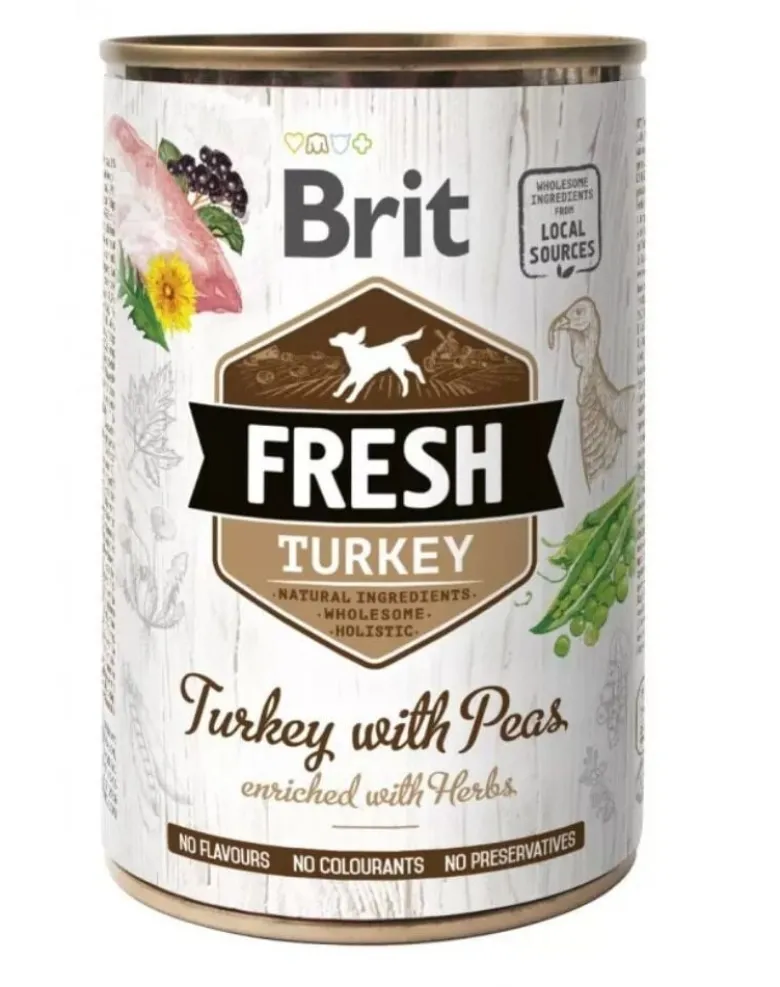 BRIT FRESH turkey & peas 400g tacchino con piselli per cani