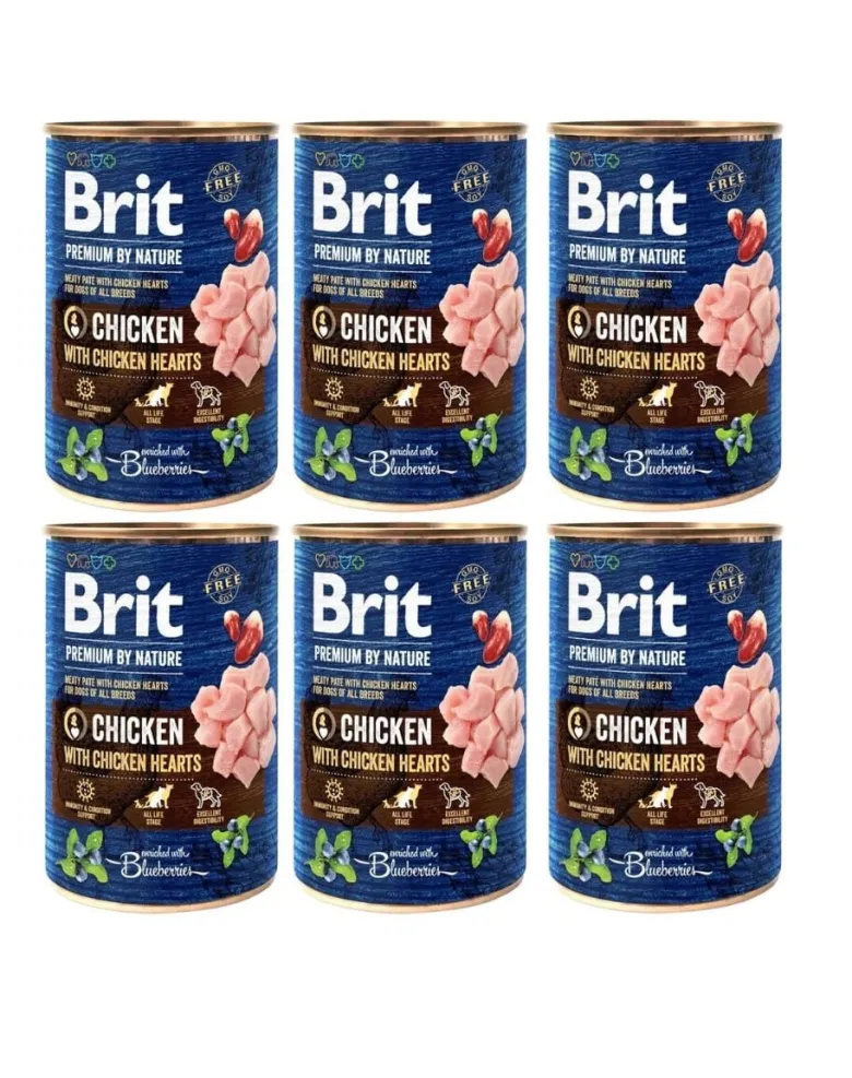 BRIT Premium by Nature Chicken and hearts 6 x 400g cibo per cani con pollo e cuori