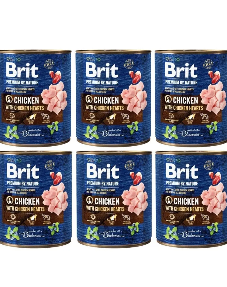 BRIT Premium by Nature chicken, hearts 6 x 800g pollo e cuori