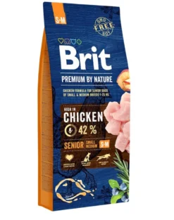 BRIT Premium By Nature Chicken Senior Small Medium S+M 15kg