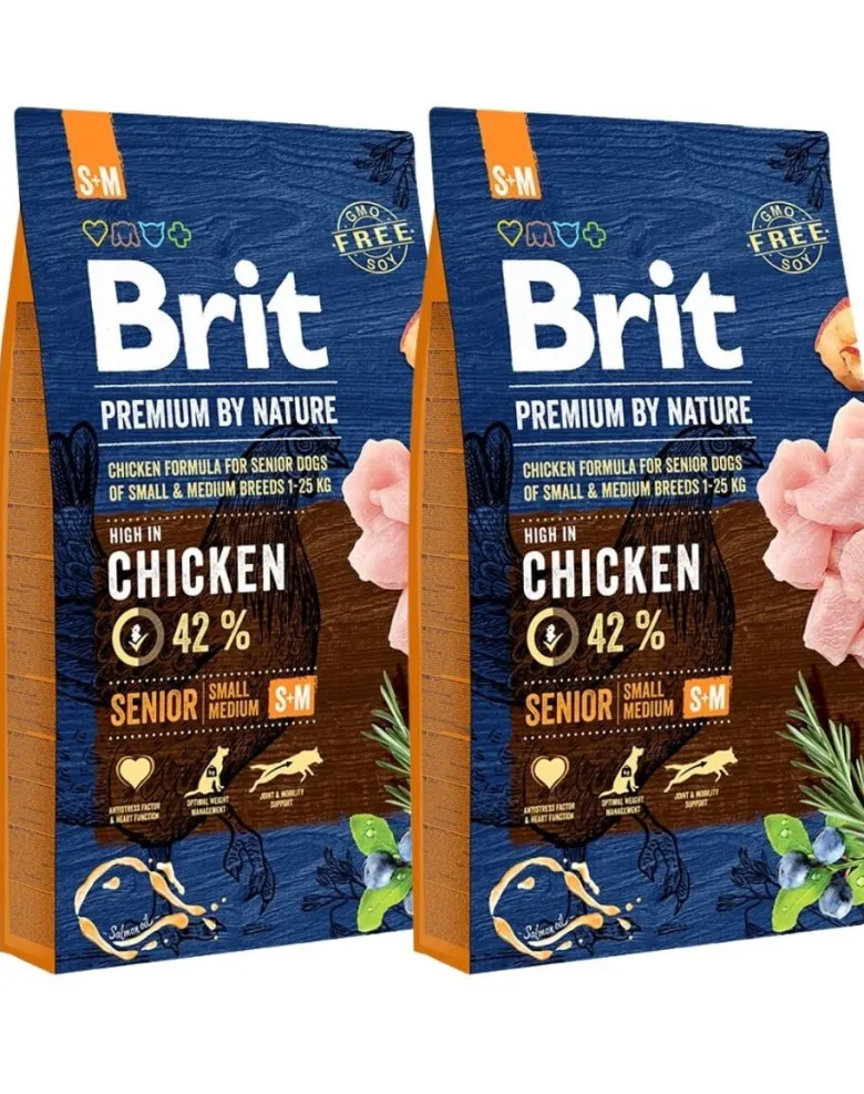 BRIT Premium By Nature Chicken Senior Small Medium S+M 16kg (2 x 8kg)