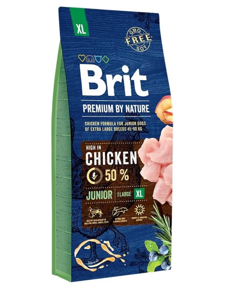 BRIT Premium By Nature Junior Extra Large XL 15kg + cibo umido con carne di vitello 6 x 400g