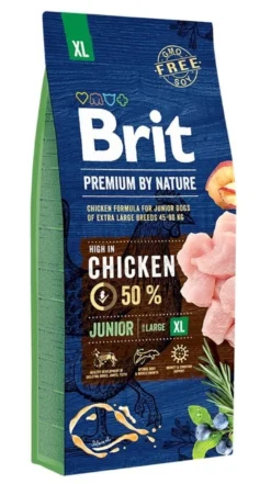 BRIT Premium By Nature Junior Extra Large XL 15kg + cibo umido con carne di vitello 6 x 400g