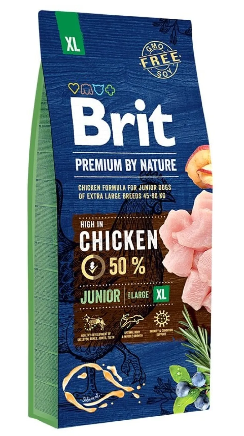 BRIT Premium By Nature Junior Extra Large XL 15kg + cibo umido con carne di vitello 6 x 400g