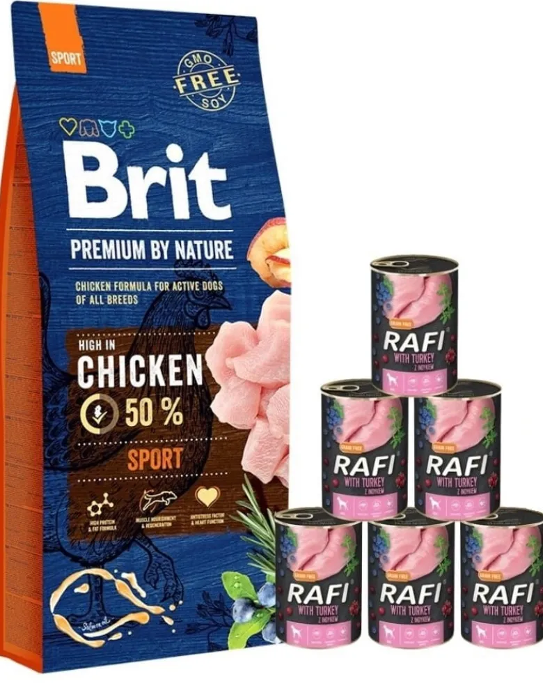 BRIT Premium By Nature Sport 15kg + con tacchino 6 x 400g