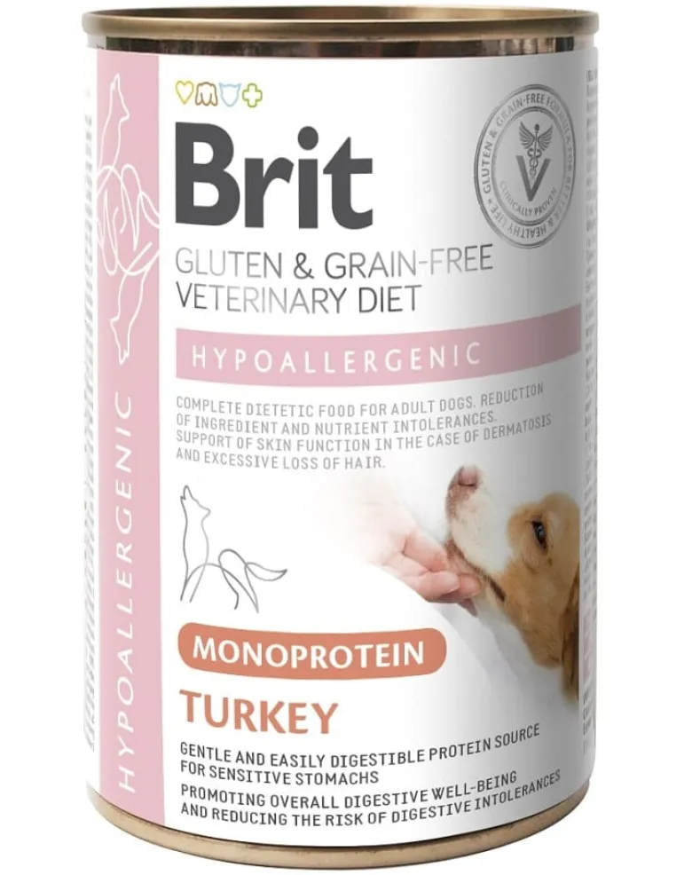 BRIT Veterinary Diet Dog Hypoallergenic Monoprotein Turkey 400g con tacchino per cani con allergie e problemi cutanei