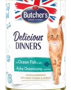 BUTCHER'S Delicious Dinners cibo per gatti in pezzi con pesce di mare in gelatina, 400g