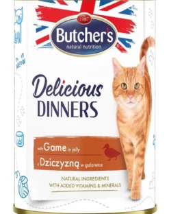 BUTCHER'S Delicious Dinners cibo per gatti, pezzi con carne di cervo in gelatina, 400g