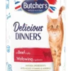 BUTCHER'S Delicious Dinners, cibo per gatti, pezzi di manzo in gelatina, 400g