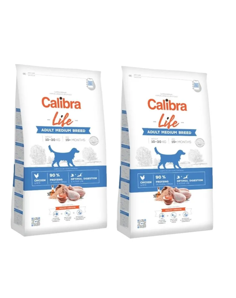 CALIBRA Dog Life Adult Medium Breed Chicken 24kg (2 x 12kg)