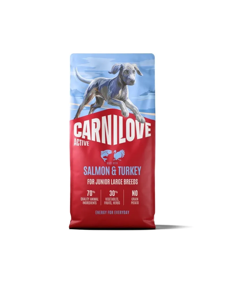 CARNILOVE Active Dog Salmon & Turkey 12 kg Junior Large Breeds salmone e tacchino, per giovani junior di razze grandi