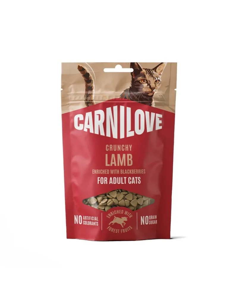 CARNILOVE Crunchy Snack Cat Lamb 50 g con agnello e more, snack croccante per gatti