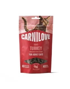 CARNILOVE Soft Snack Cat Turkey 50 g con tacchino e erba gatta, snack morbidi per gatti