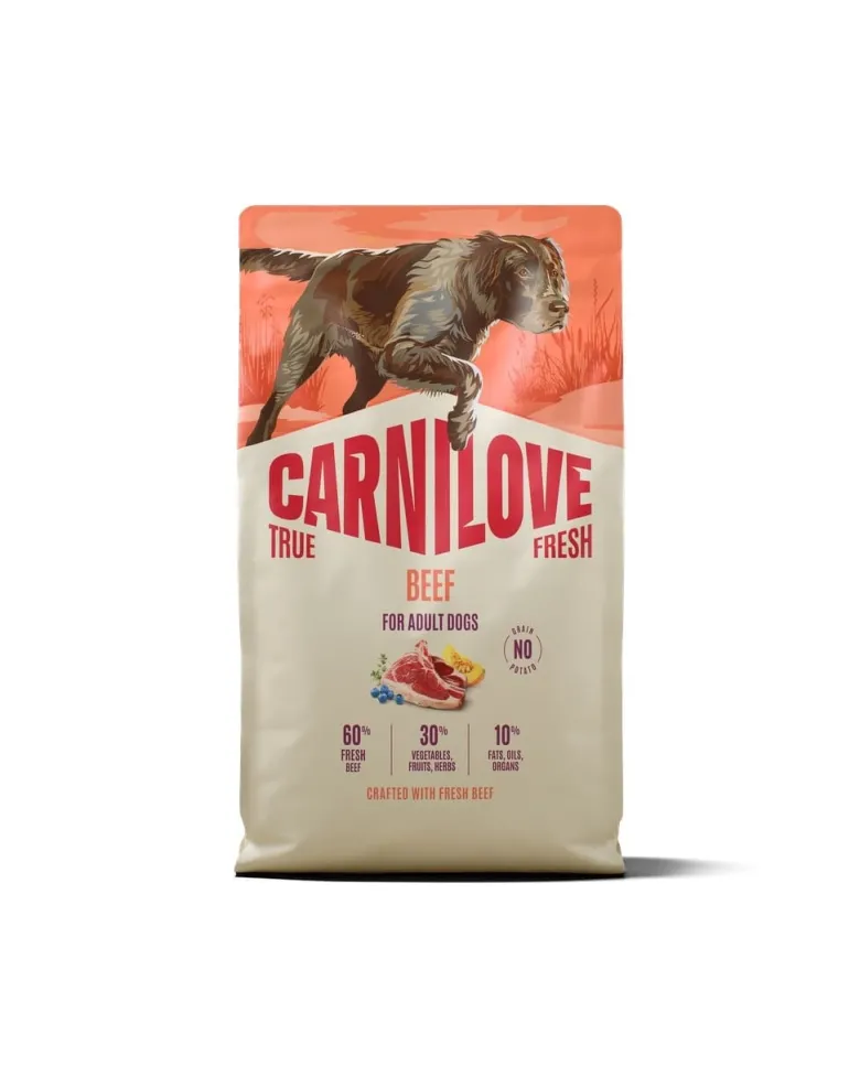 CARNILOVE True Fresh Dog Beef Adult 4 kg cibo secco con carne di manzo fresca per cani adulti