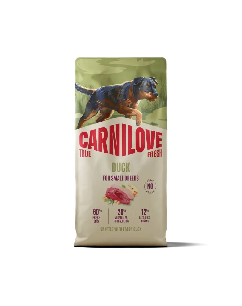 CARNILOVE True Fresh Dog Duck Adult Small Breeds 12 kg cibo secco con anatra fresca per cani adulti di piccole razze