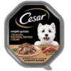 CESAR alimento umido completo in salsa con manzo, tacchino ed erbe aromatiche per cani adulti 150g