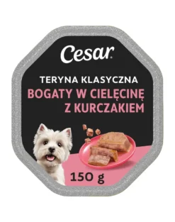 CESAR Alimento umido completo per cani adulti con tenera carne di vitello e pollame 14x150g