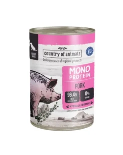 COUNTRY OF ANIMALS Dog Monoprotein Pork 400g carne di maiale, cibo umido per cani
