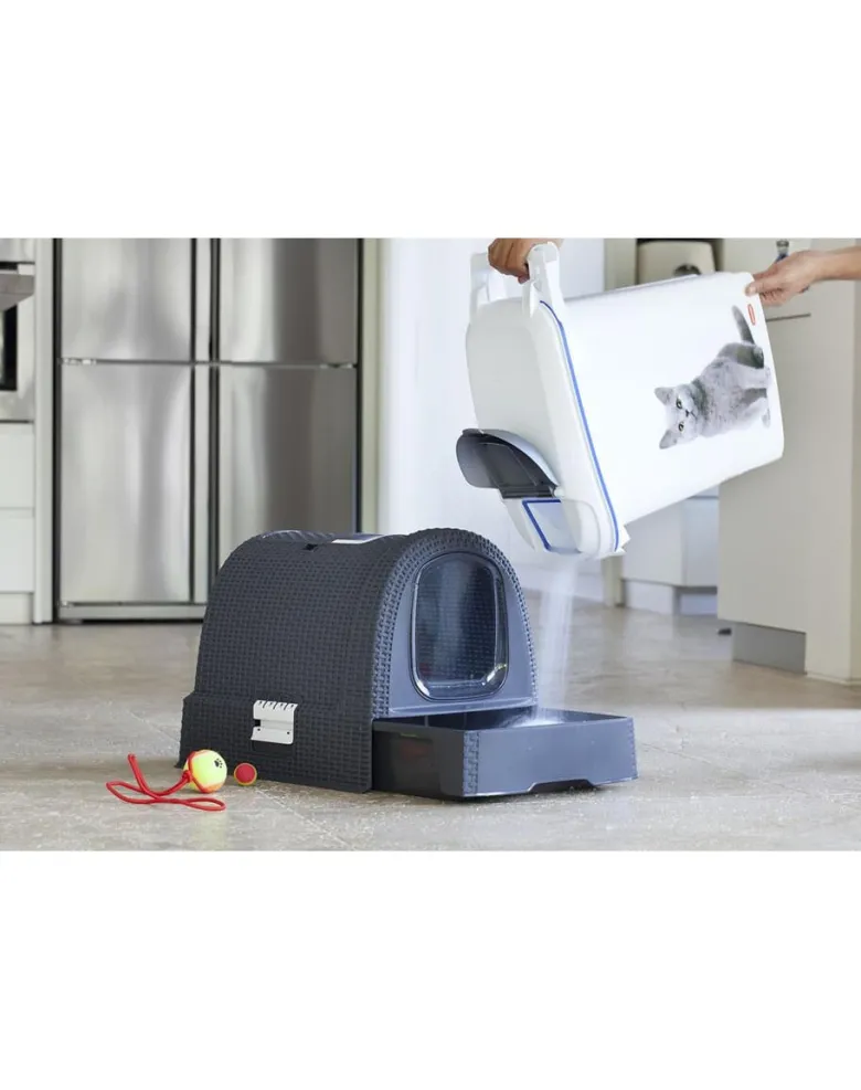 CURVER Lettiera per gatti antracite/grigio + ARISTOCAT Lettiera in silicio 3,8l GRATIS