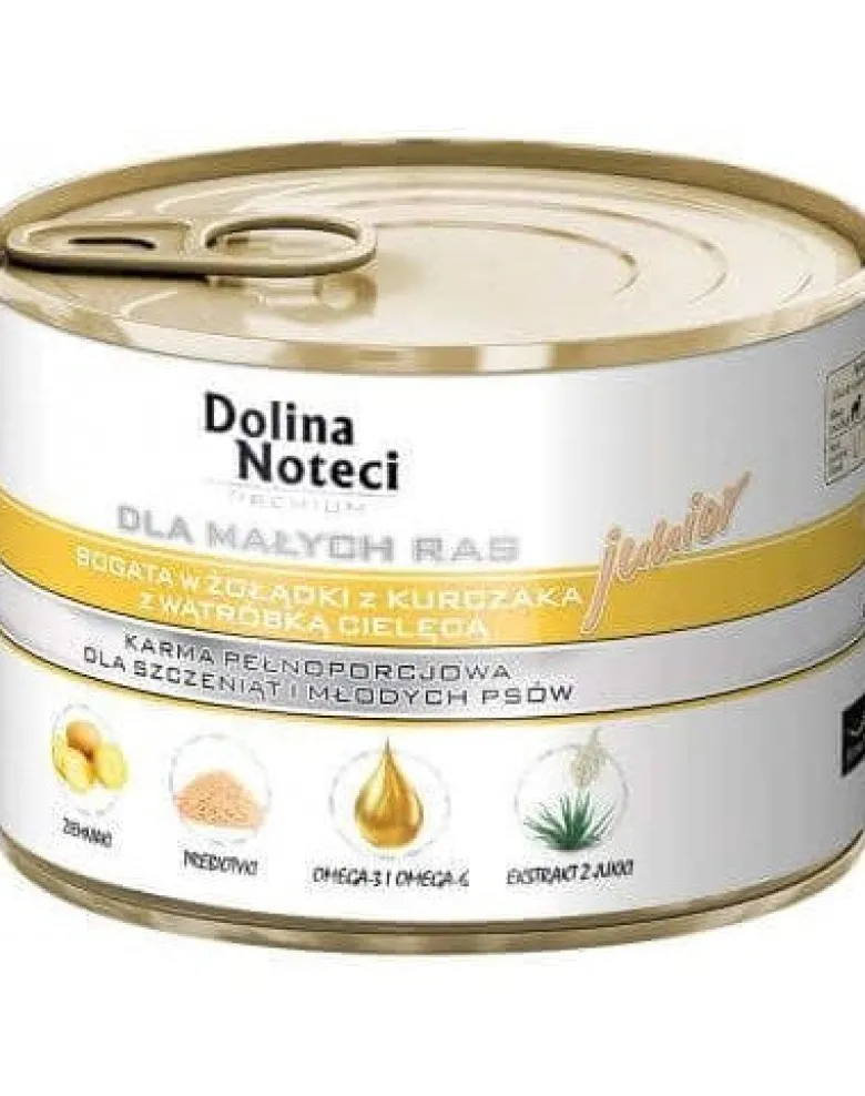 DOLINA NOTECI Premium Junior stomaci di pollo per razze piccole con fegato di vitello 10 x 185g