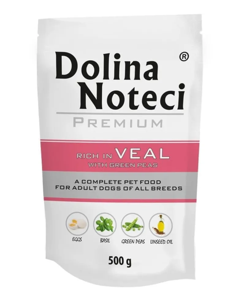 DOLINA NOTECI Premium Ricca di vitello con piselli verdi per cani 500 g