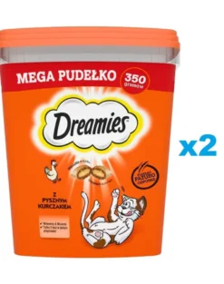 DREAMIES Mega in scatola 2x350g Leccornia per gatti con delizioso pollo