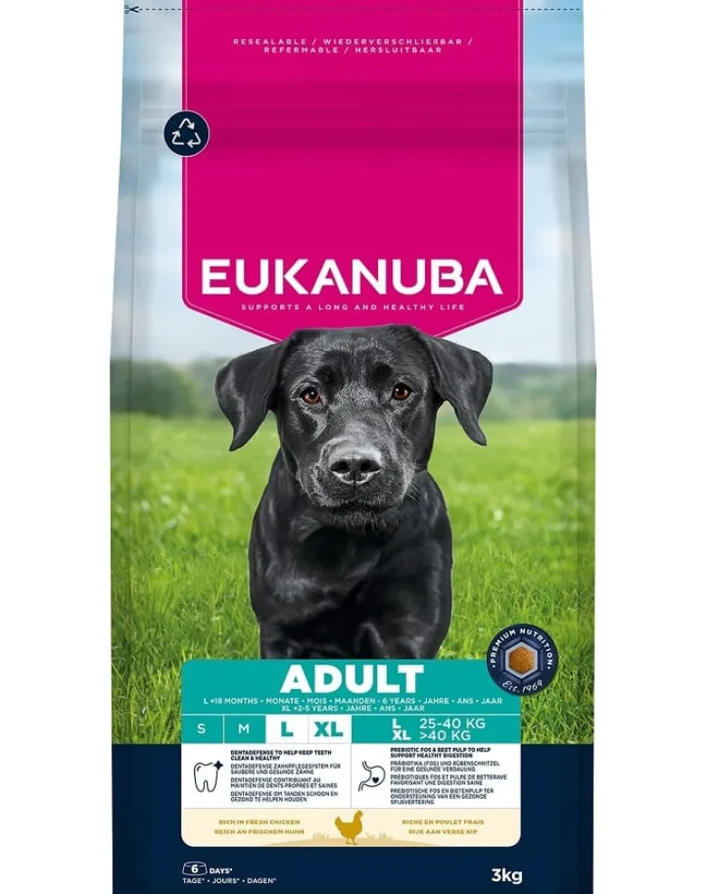 EUKANUBA Adult Large Breeds Chicken 3 kg cibo secco per cani di grandi razze ricco di pollo fresco