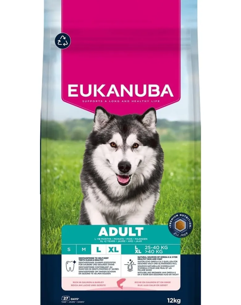 EUKANUBA Adult Large Breeds Salmon Barley 12 kg cibo secco per cani di grandi razze ricco di salmone e orzo