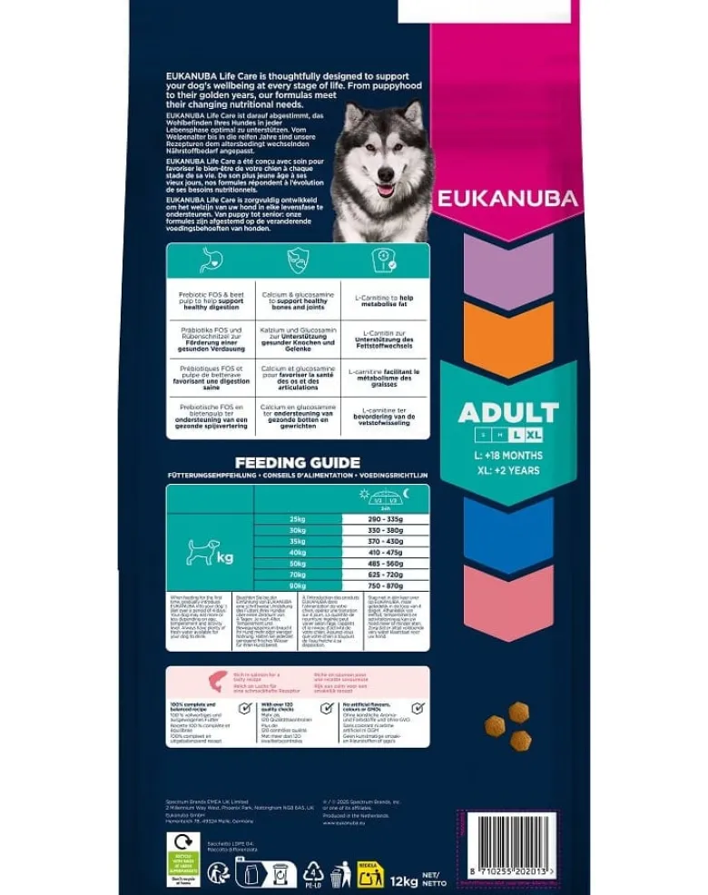 EUKANUBA Adult Large Breeds Salmon Barley 12 kg cibo secco per cani di grandi razze ricco di salmone e orzo