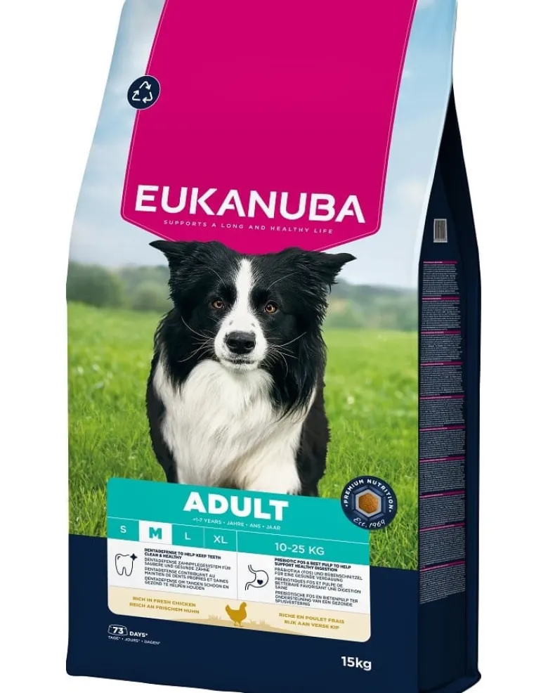 EUKANUBA Adult Medium Breeds Chicken 15 kg cibo secco per cani adulti di razze medie ricco di pollo fresco