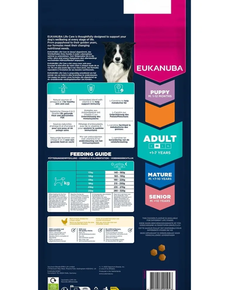 EUKANUBA Adult Medium Breeds Chicken 15 kg cibo secco per cani adulti di razze medie ricco di pollo fresco