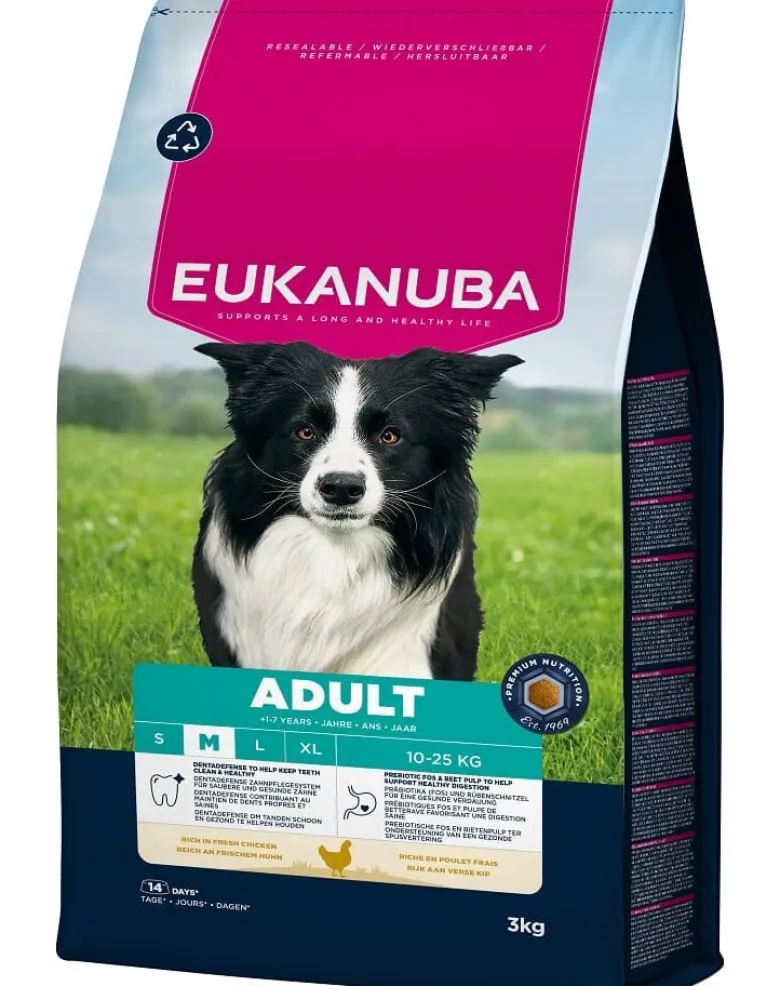 EUKANUBA Adult Medium Breeds Chicken 3 kg cibo secco per cani di taglia media ricco di pollo fresco