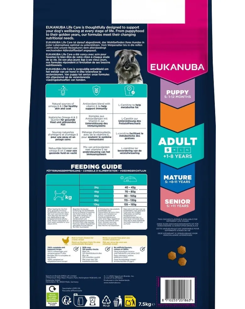 EUKANUBA Adult Small Breeds Chicken 7,5 kg cibo secco per cani di razze piccole ricco di pollo fresco